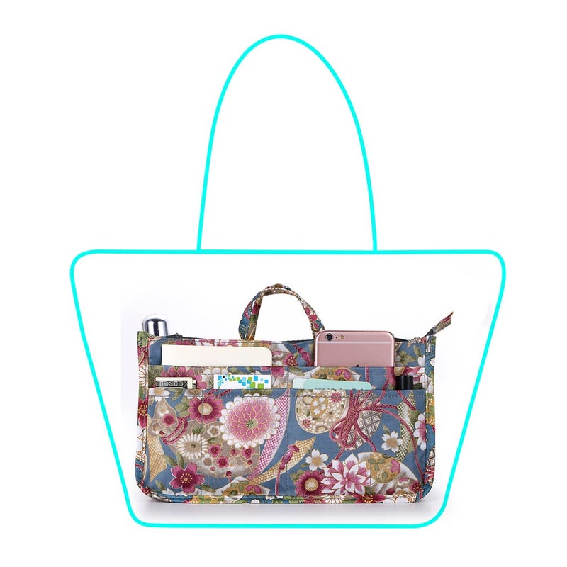 BTSKY Printing Handbag Organizers Inside Purse Insert-High Capacity 13 Pockets Bag Tote Organizer with Handle Sunflower - Image 2